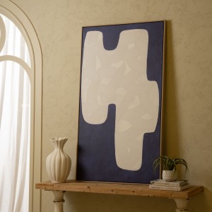 لوحة فنية بإطار أزرق/أبيض 80×140 سم