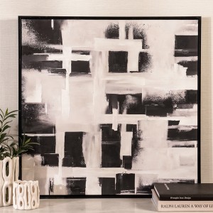 لوحة فنية بإطار درو سوداء 80×80 سم
