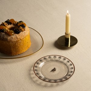 طقم أطباق حلوى تمرة زجاج أسود 6 قطع