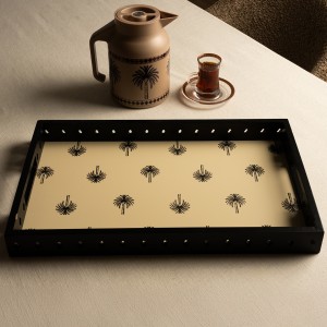 صينية تمرة مفتوحة التصميم سوداء 52×32×4 سم