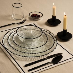 وعاء عشاء أسترال زجاجي أسود قُطر: 15 × ارتفاع: 6.5 سم