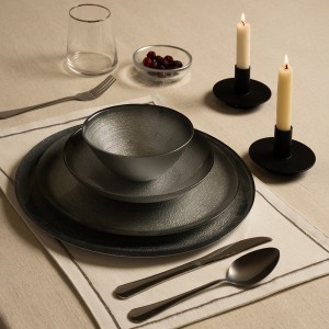 وعاء عشاء زجاجي أثينا رمادي قُطر 15 × ارتفاع 6.4 سم