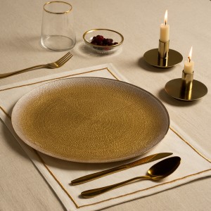 طبق عشاء زجاجي أثينا أبيض قُطر: 28 × ارتفاع: 1.4 سم