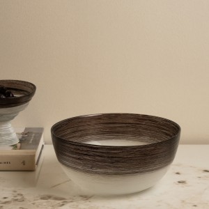 وعاء تقديم أطلس زجاجي بني قُطر: 27 × ارتفاع: 9 سم