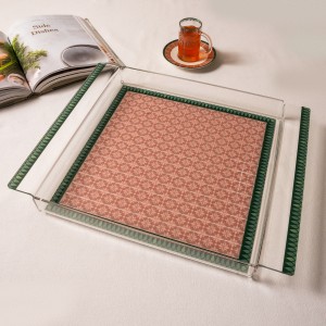 صينية أكريليك أزرو بني/أخضر 45×35 سم