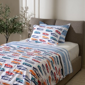 طقم غطاء لحاف أطفال سيارات قطعتين أزرق 150×200 سم