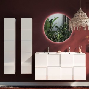 خزانة حمّام خشبية داما بيضاء 120 × 85 × 45 سم