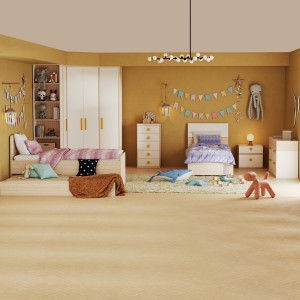 طقم غرفة نوم للأطفال فليكسي بسرير قابل للسحب 90×200/90×200 مع خزانة ملابس ومقابض صفراء