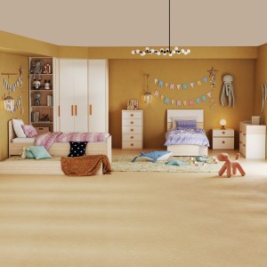 طقم غرفة نوم للأطفال فليكسي بسرير قابل للسحب 90×200/90×200 مع خزانة ملابس ومقابض برتقالية