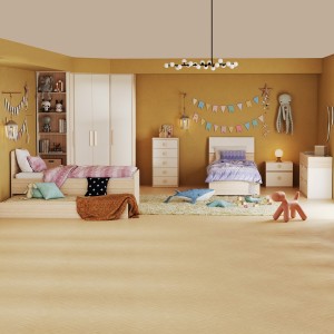 طقم غرفة نوم للأطفال فليكسي بسرير قابل للسحب 90×200/90×200 مع خزانة ملابس ومقابض بيضاء/بنية