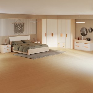 طقم غرفة نوم فليكسي 180×200 مع خزانة ملابس + مقابض برتقالية