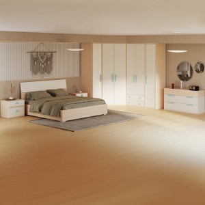 طقم غرفة نوم فليكسي 180×200 مع خزانة ملابس + مقابض زرقاء