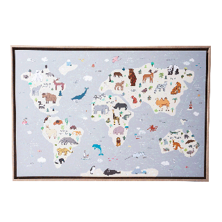 لوحة فنية مطبوعة بإطار  خريطة العالم