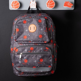 حقيبة مدرسية كرة السلة للأطفال رمادية 27×14×39 سم