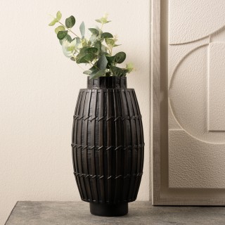 مزهرية بامبو سوداء 19×19×35 سم