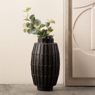 مزهرية بامبو سوداء 16×16×27.5 سم