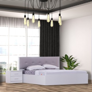 سرير هارموني 180 × 200 أبيض / رمادي فاتح