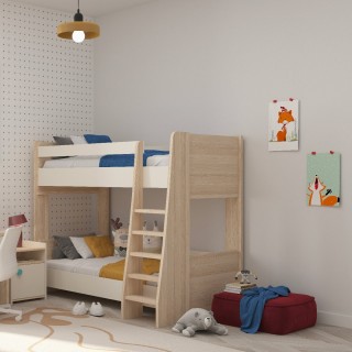 سرير بطابقين فليكسي للأطفال 90×200 بلوط/كريمي