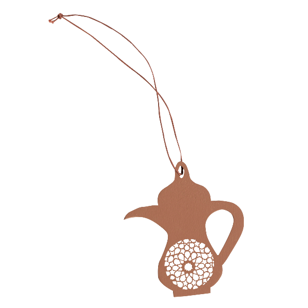 شكل إبريق خشبي أرابيسك علامة مشروب الشاي بني 6x7 سم