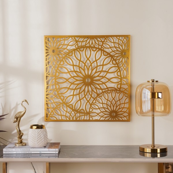 قطعة فنية أرابيسك معدني ذهبي 60 × 60 سم