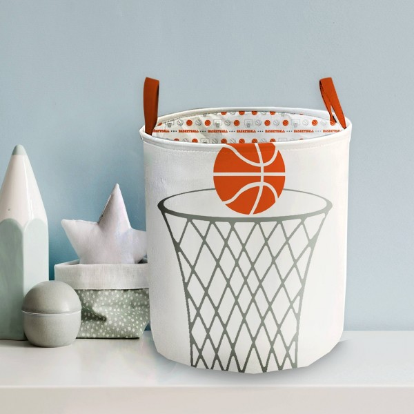 سلة غسيل كرة السلة باللون الأبيض، ارتفاع 50 سم