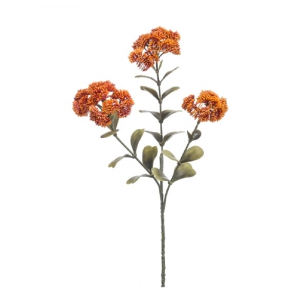 زهرة سيدوم اصطناعية برتقالي داكن ×3 طول 56 سم