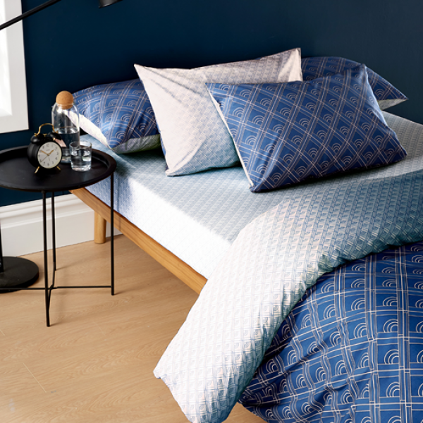 شُرشف سرير مشدود بحواف مطاطية مطبوع رينيه أزرق 120×200 سم