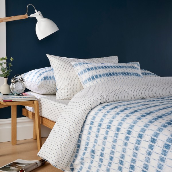شُرشف سرير مشدود بحواف مطاطية مطبوع كاسوري أزرق 120×200 سم