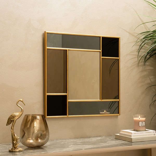 مرآة مربعة ريتش أسود/رمادي 60×60×2.5 سم