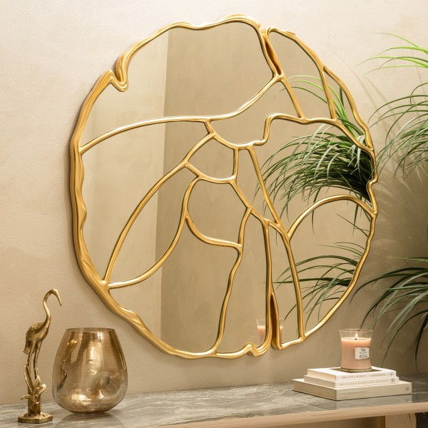 مرآة إرثي ذهبية 100×100×3.5 سم