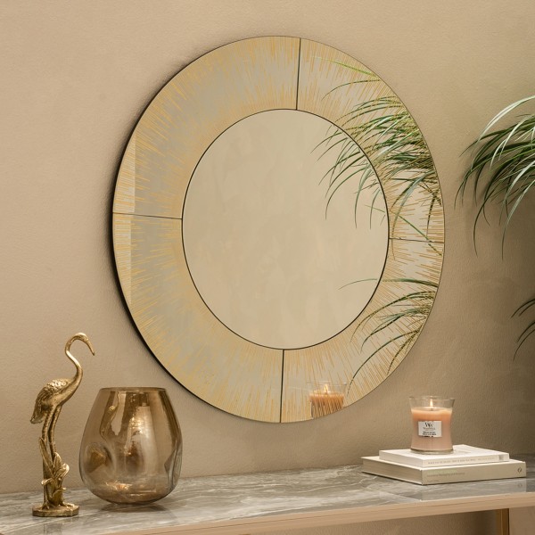 مرآة دائرية إيريس ذهبية 80×80×1.3 سم