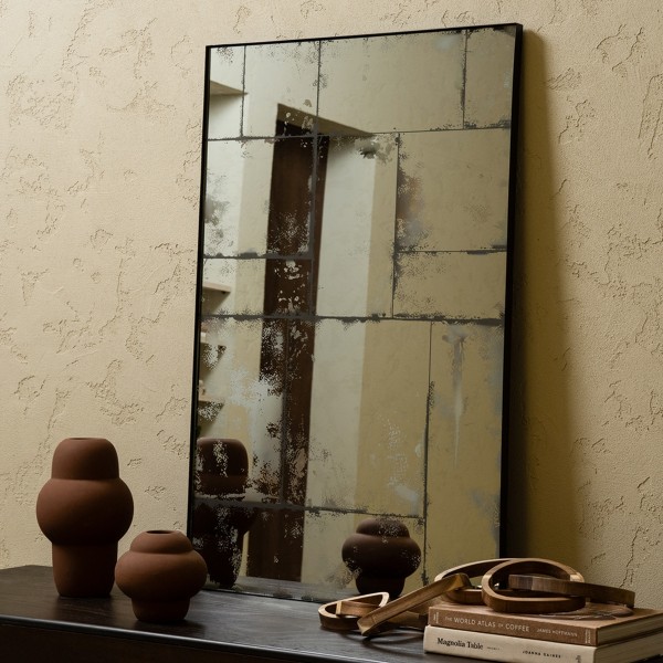 مرآة ديكور بريك أسود/أبيض 60×90×1.2 سم