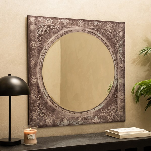 مرآة ماندالا فضية 80×80×1.6 سم