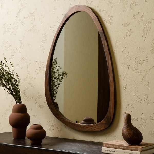 مرآة بيضاوية لوغ بنية 60×90×1.9 سم بني