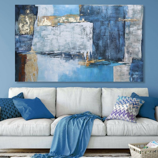 لوحة زيتية كيلسي زرقاء 150×90 سم