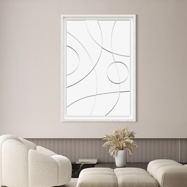 لوحة فنية جدارية ثلاثية الأبعاد أودي بيضاء 70×100 سم