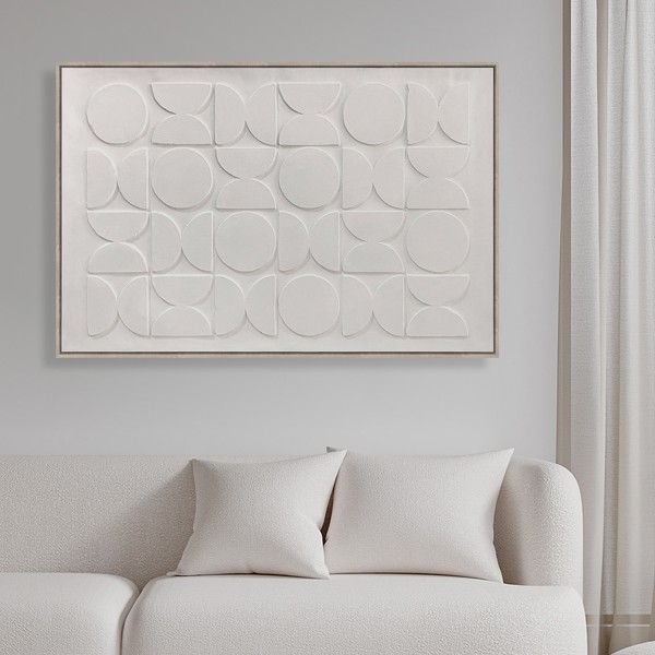 لوحة فنية جدارية ثلاثية الأبعاد قطن بيضاء 100×150 سم