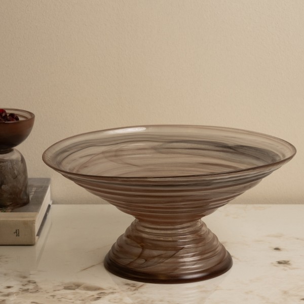 وعاء مع قاعدة زجاجي كلاودي بني 31×28×15 سم