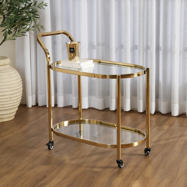 عربة بار أوجي بطابقين ذهبي 80×40×80 سم