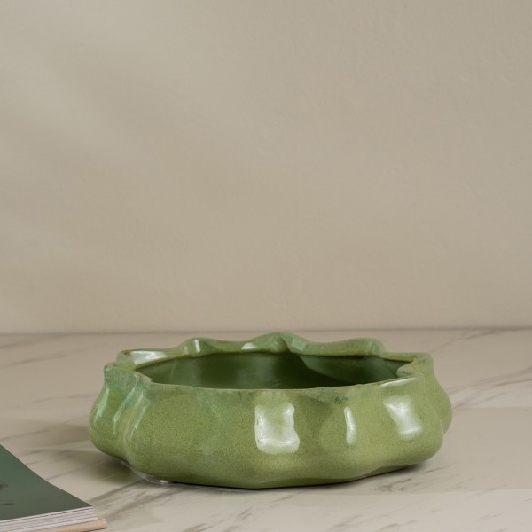 وعاء ديكور كراون أخضر فاتح 24.8×24×5.2 سم