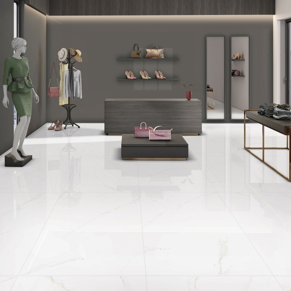 بلاط أرضيات بورسلين سموك أبيض لامع 80×160 سم