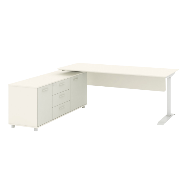 طاولة قابلة للتعديل بارتفاع واحد أبيض