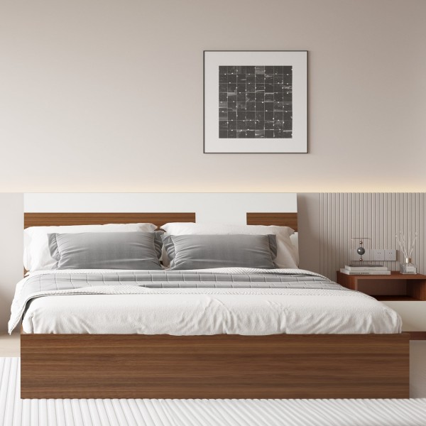 سرير داني 180×200، بني/بلوط/أبيض