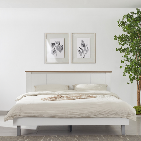سرير ديفي 180×200 أبيض/بلوط داكن