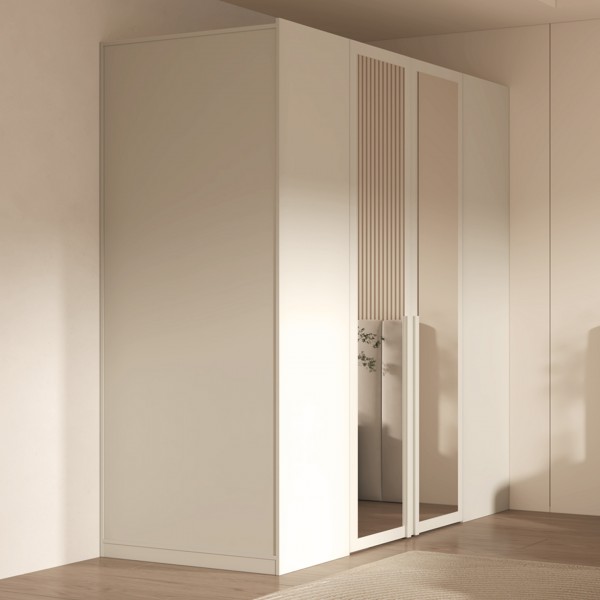 خزانة ملابس أديسون بيضاء مع مرآة