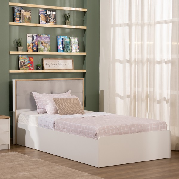 سرير أطفال إنزو جونيور 120×200 باللون الأبيض/البلوط