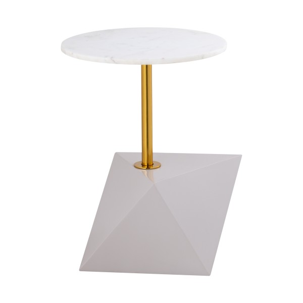 طاولة جانبية على شكل ماسة زينة أبيض/رمادي