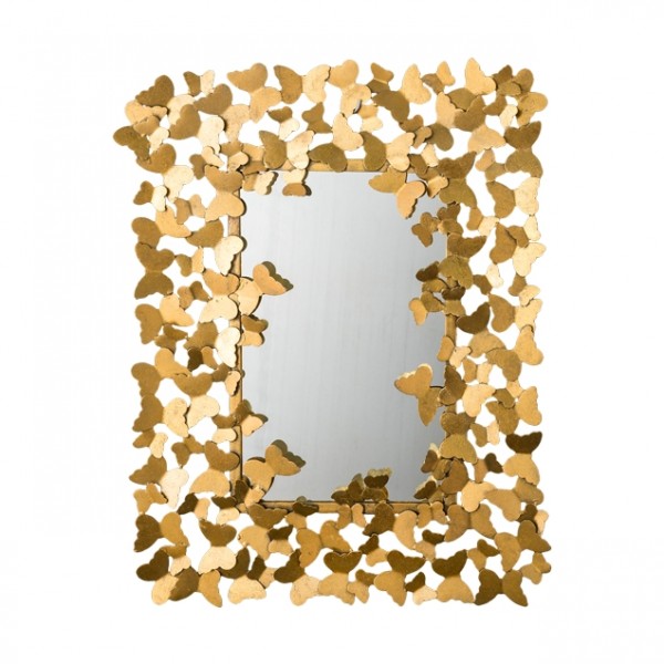 مرآة حائط مستطيلة فراشة ذهبية
