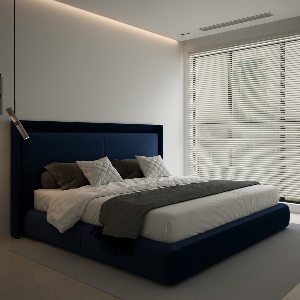 سرير كينيث 200×200 أزرق داكن