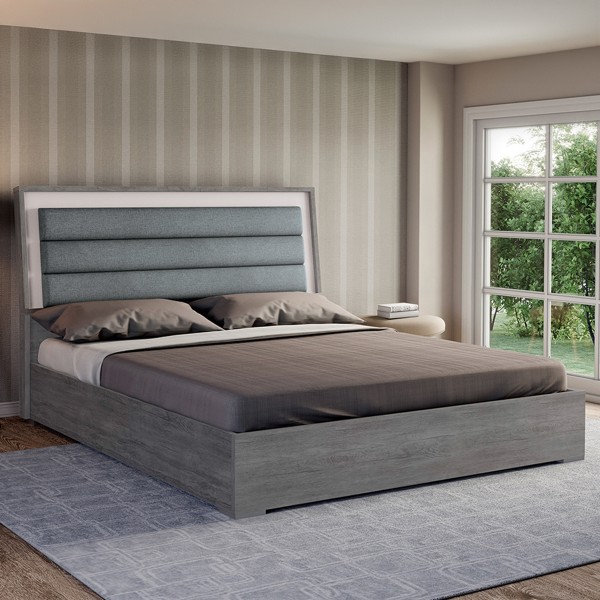 سرير بانتون 160×200 بلوط رمادي/أبيض